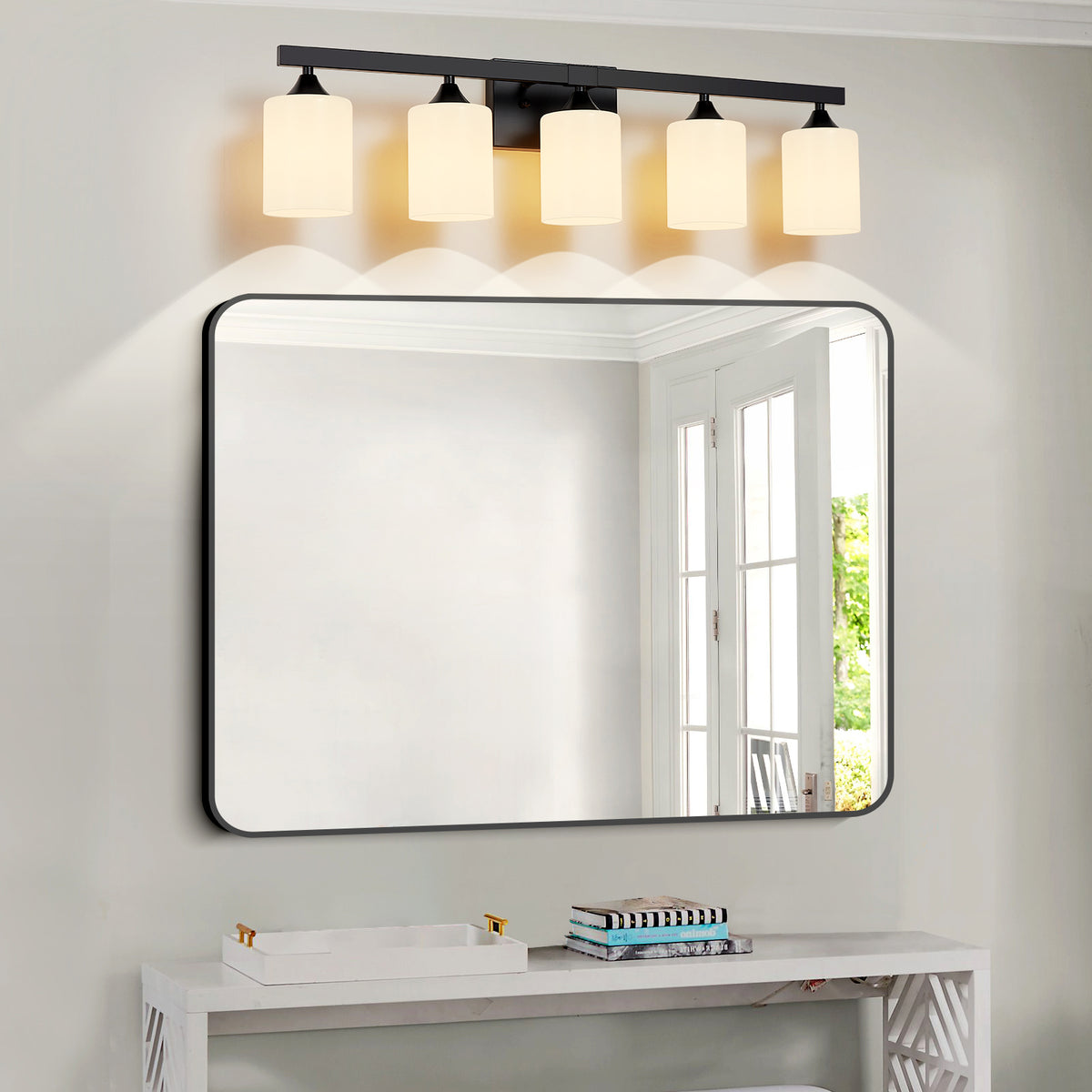 5-Light Matte Black Bathroom Lighting