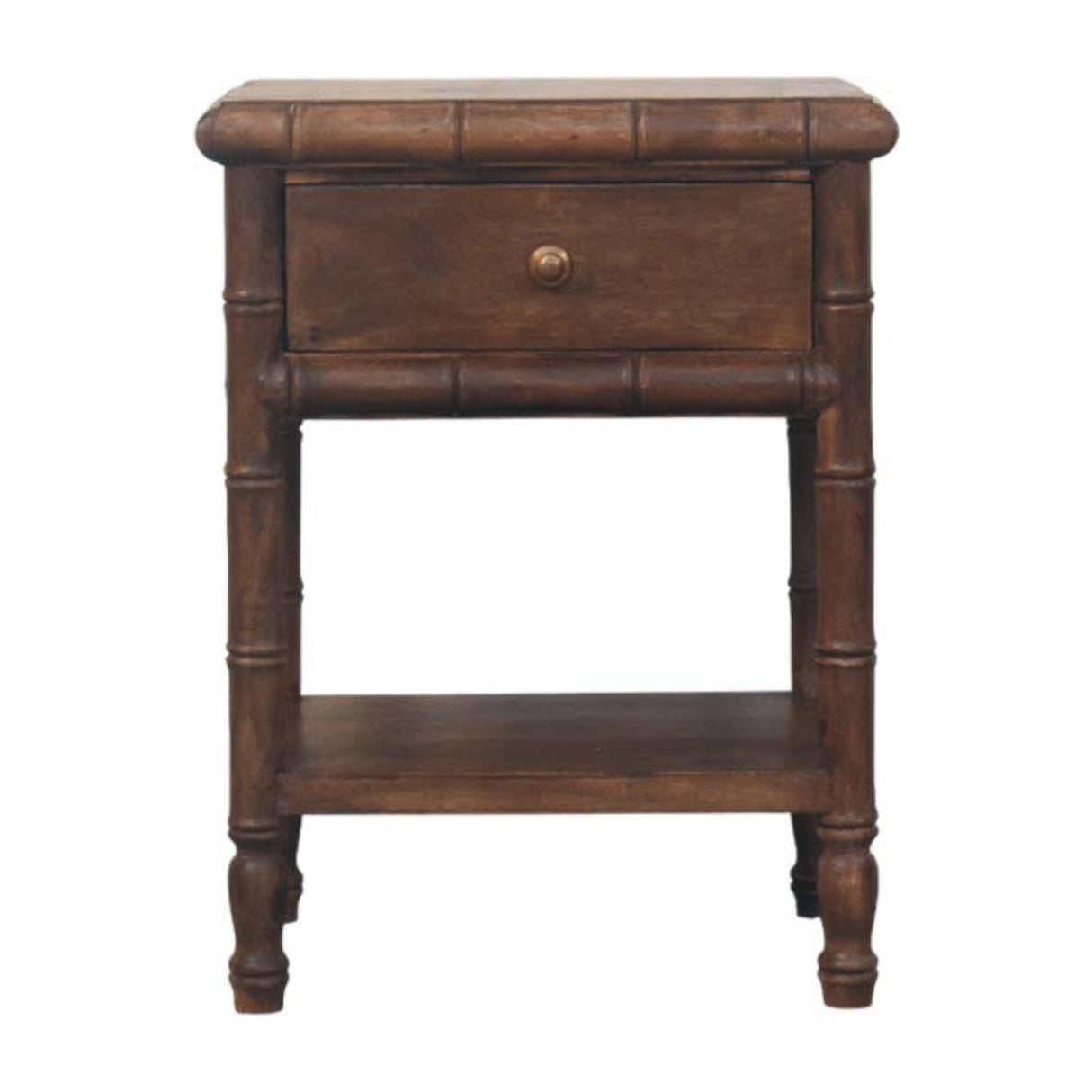 Solid Wood Bamboo Carved Bedside Table