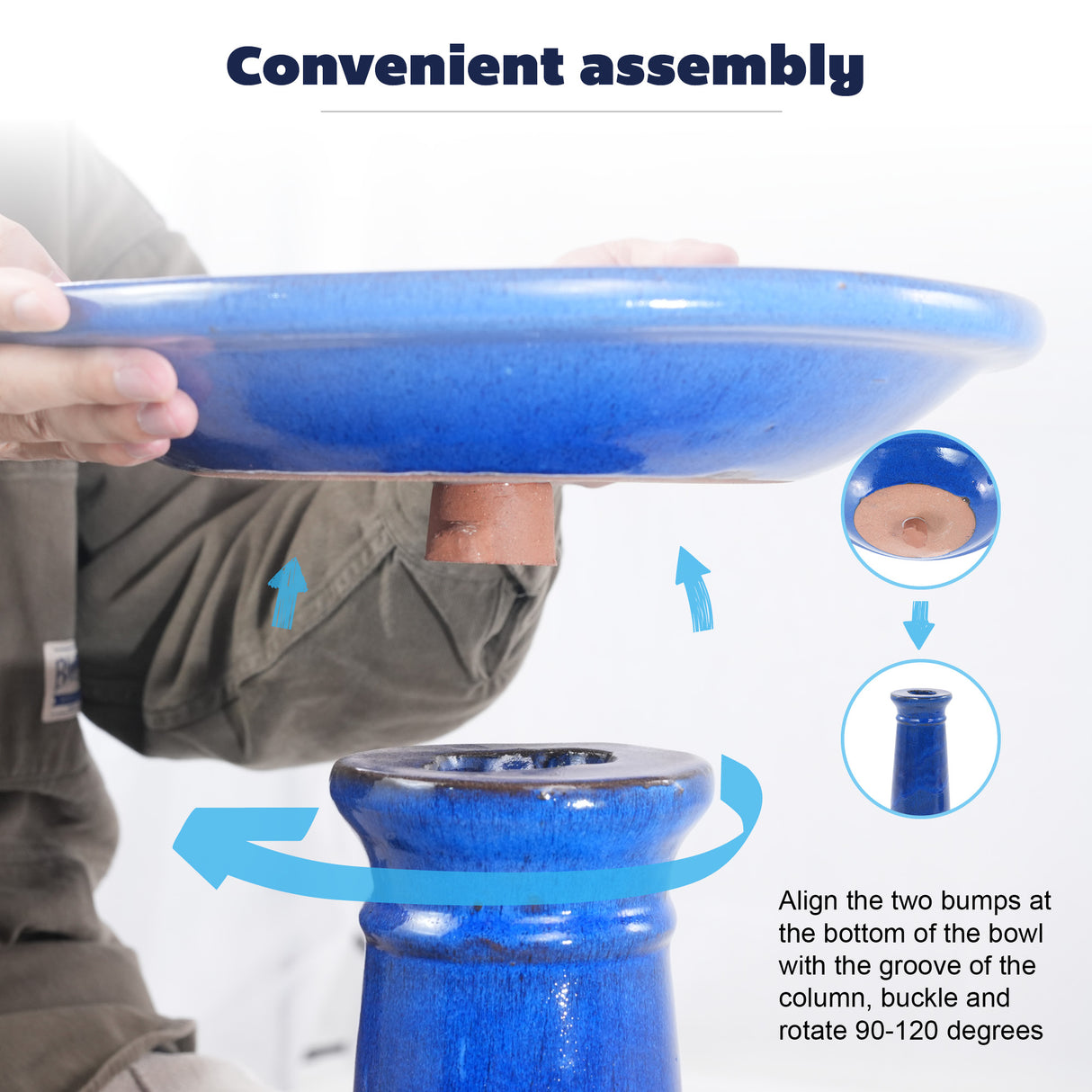 Ceramic Pedestal Bird Bath for Outdoor Garden