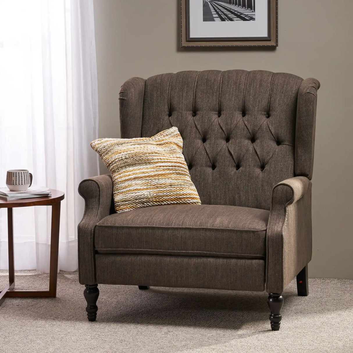Dunham - Contemporary Fabric Tufted Oversized Pushback Recliner - Best Buy Furniture