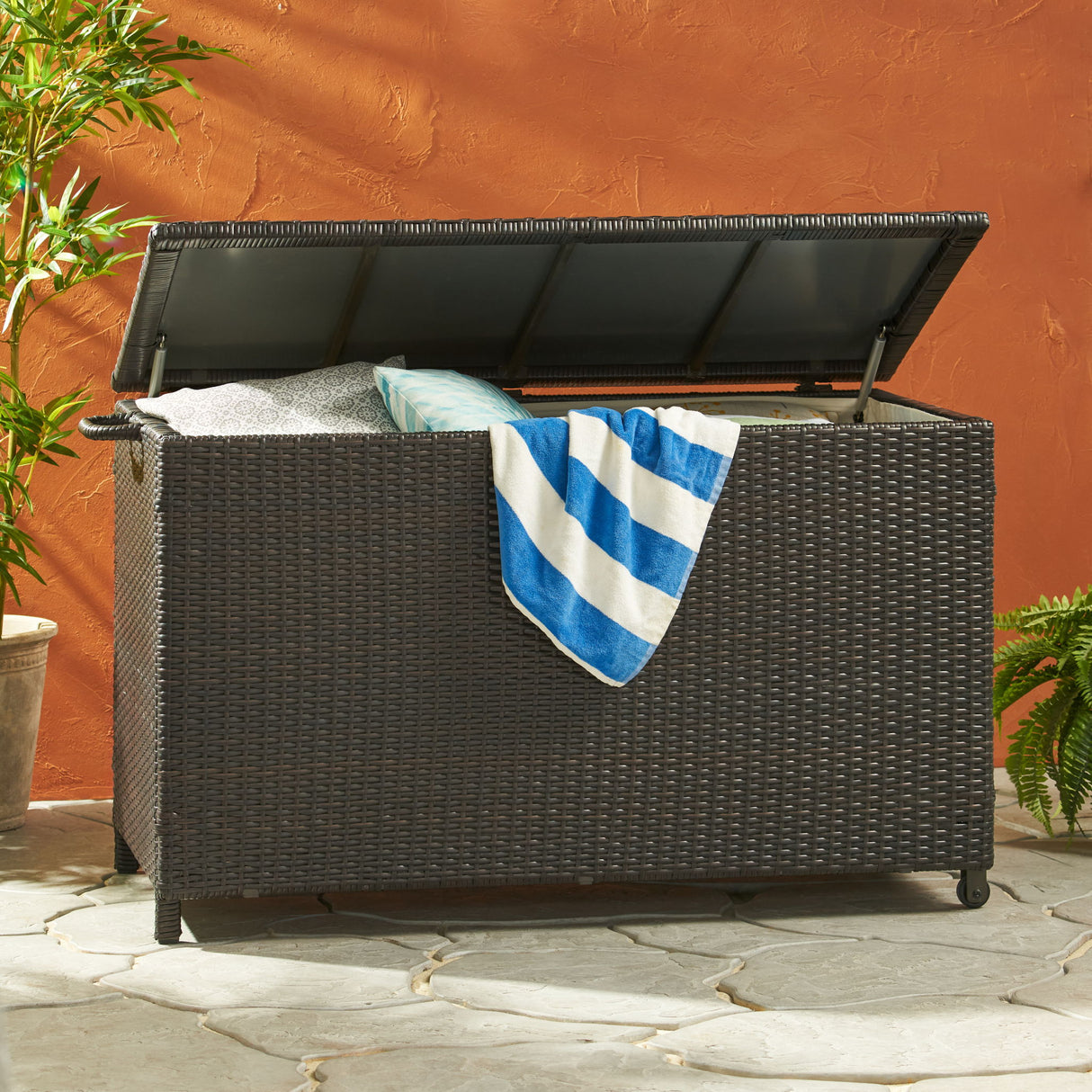 Blake - Wicker Cushion Box - Brown Multi