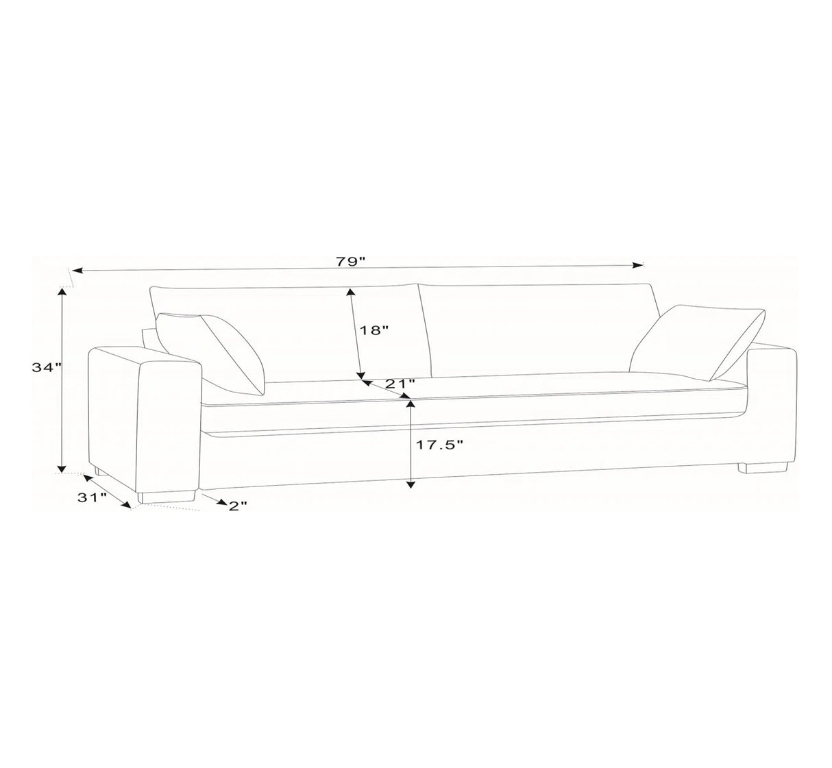 Upholstered Sofa with Toss Pillows