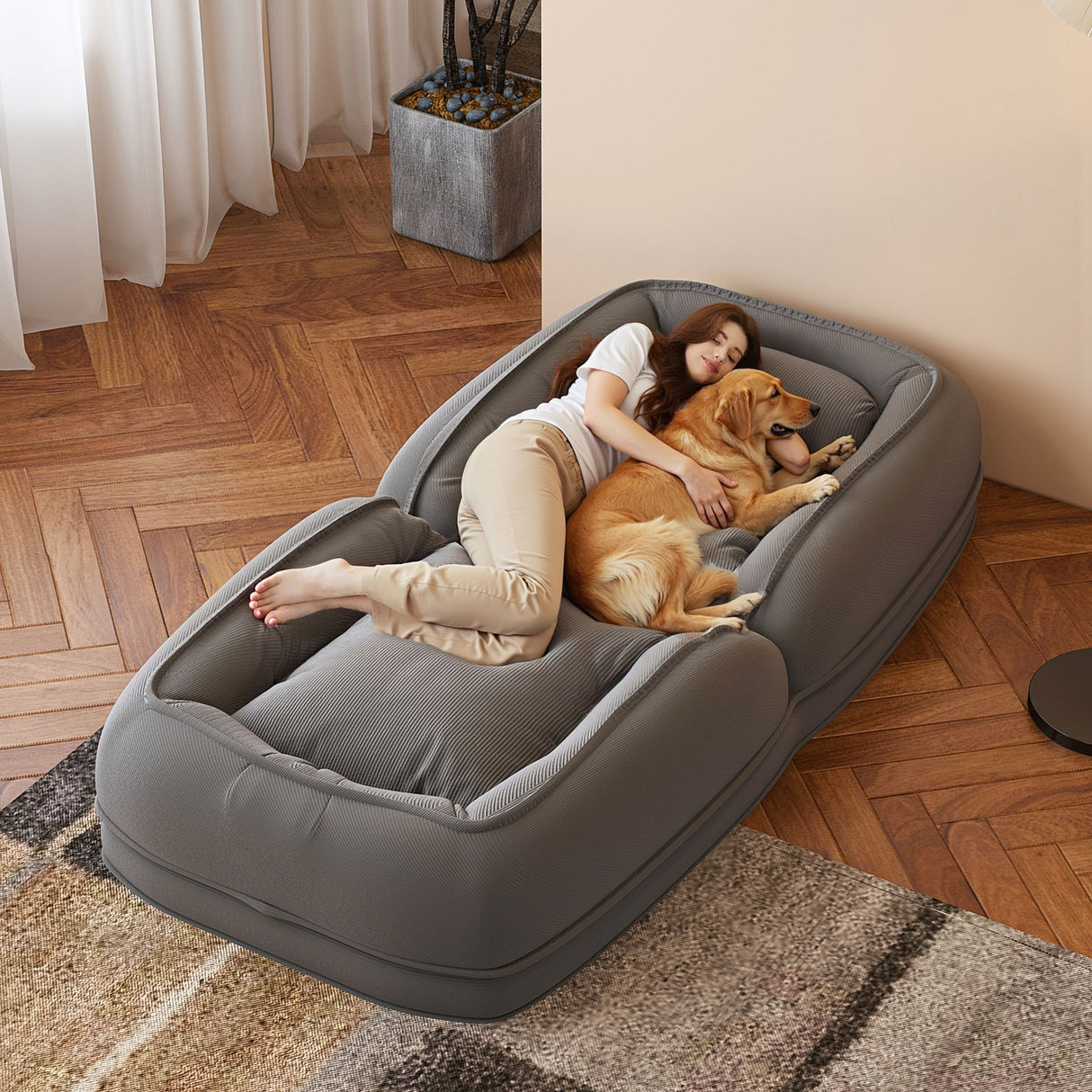 Upholstered Human Dog Bed for Adults and Pets