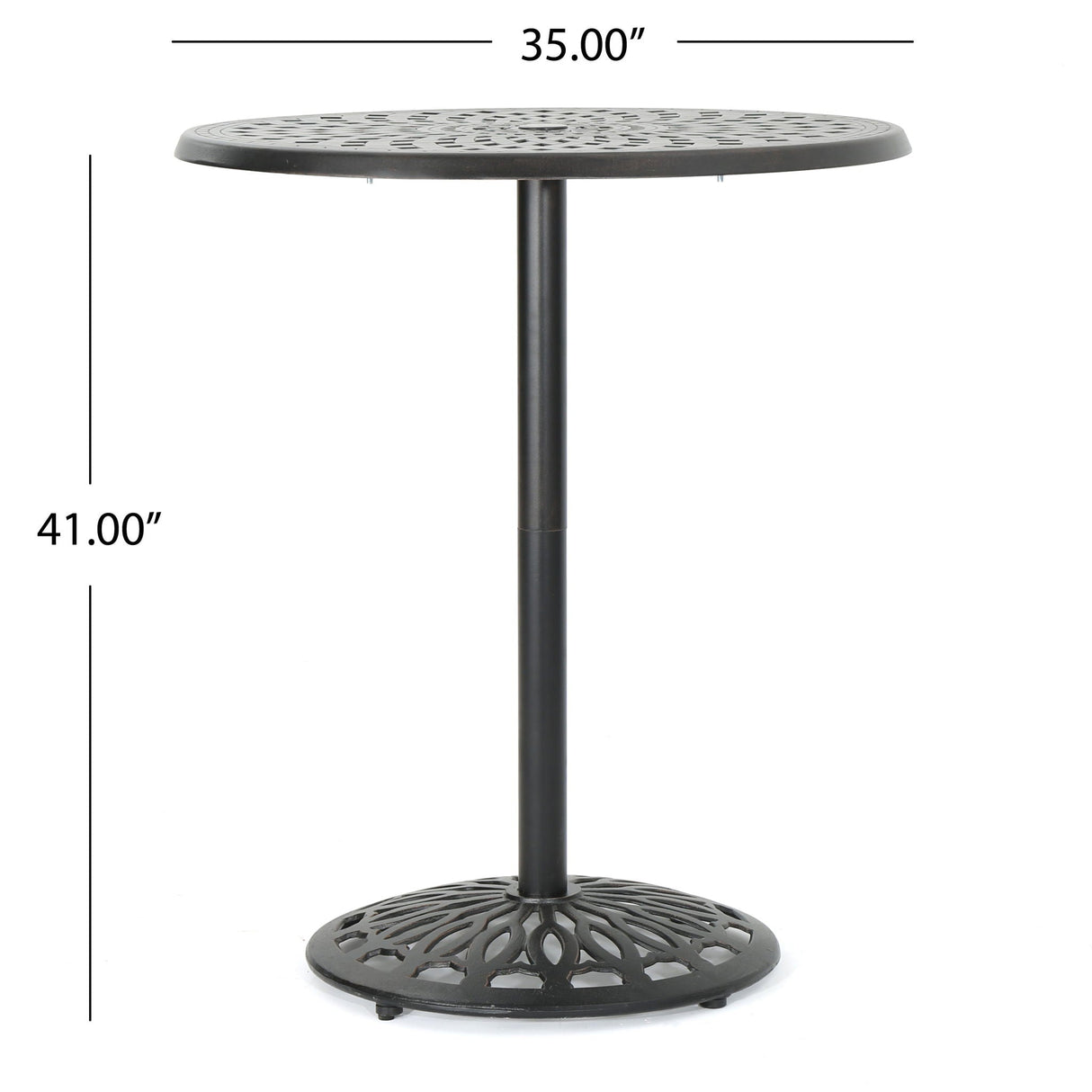 Elegant Cast Aluminum Round Bar Table With Romantic Filigree Design - Copper - Best Buy Furniture
