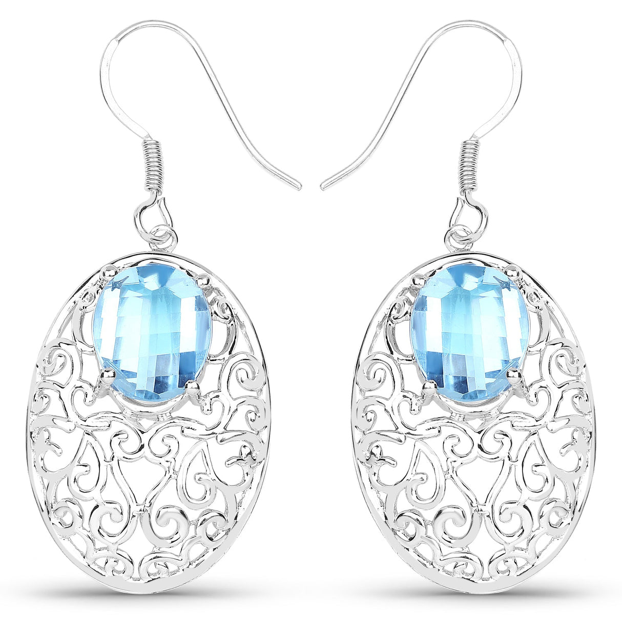 10.72 Carat Genuine Blue Topaz .925 Sterling Silver Earrings