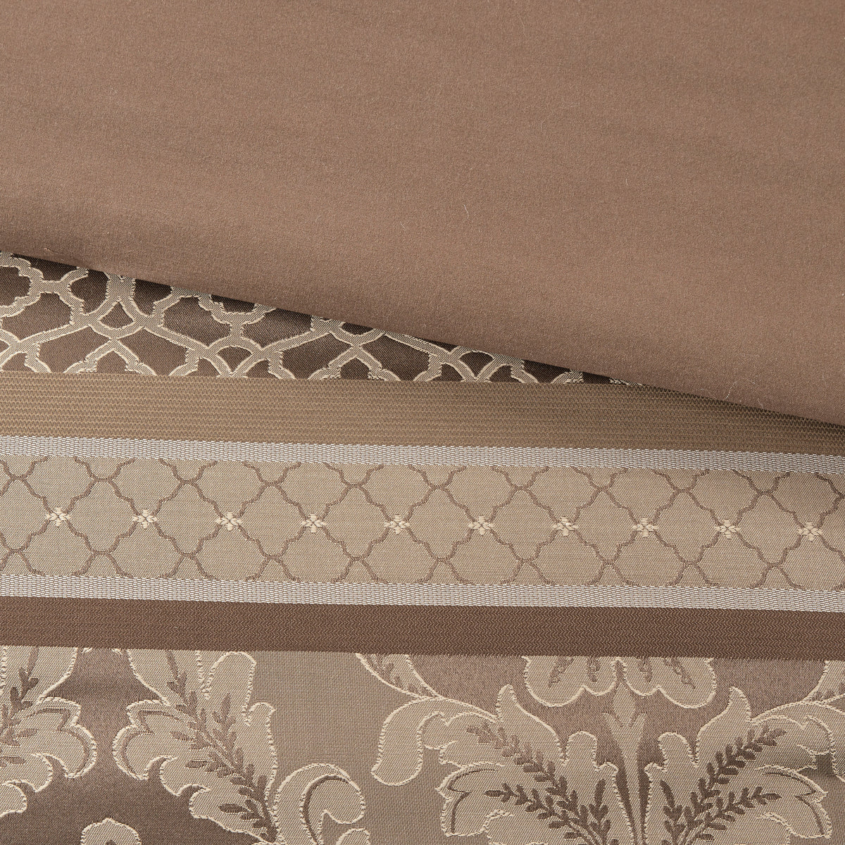 7 Piece Jacquard Comforter Set Brown/Gold Queen