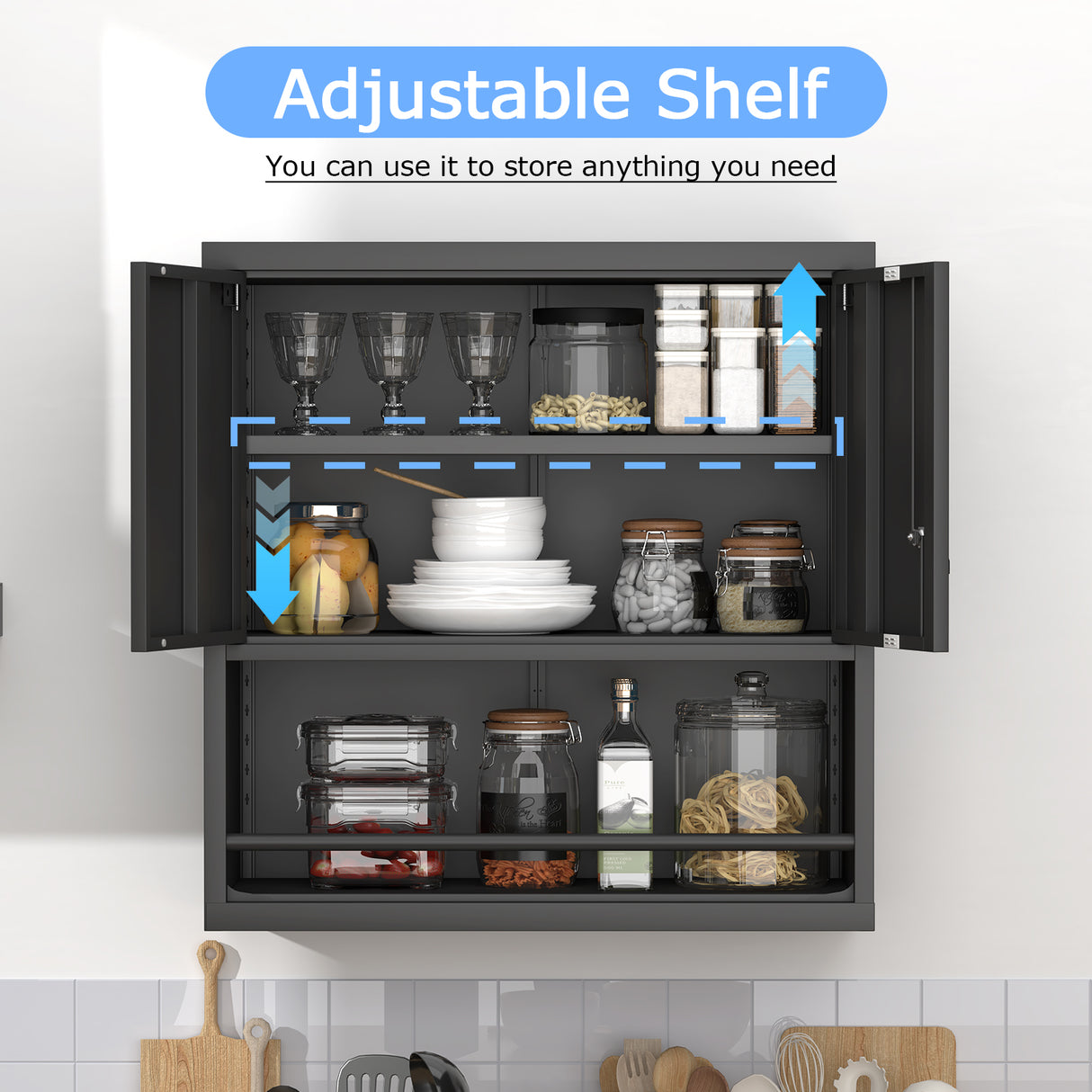 Metal Adjustable 2 Doors Storage Cabinet