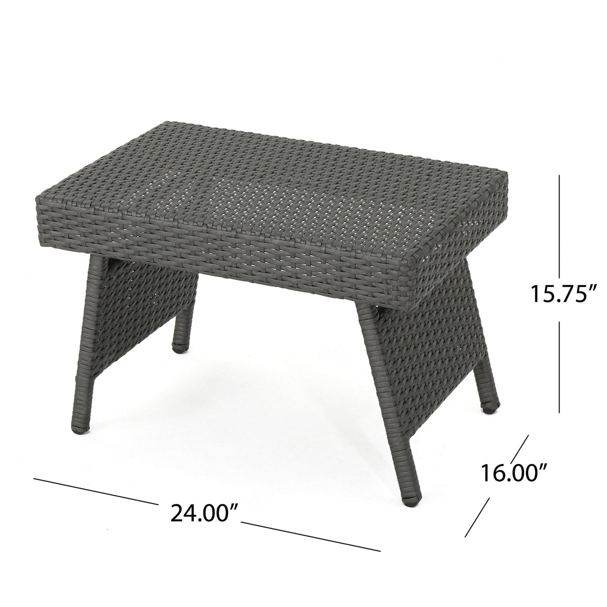 Outdoor Wicker Table With Rectangular Tabletop - Gray - Best Buy Furniture