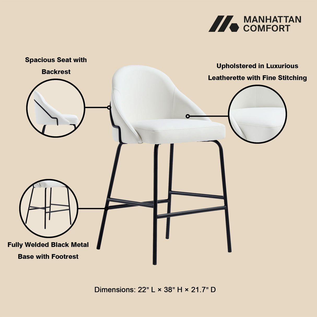Gracie - Upholstered Counter Stool