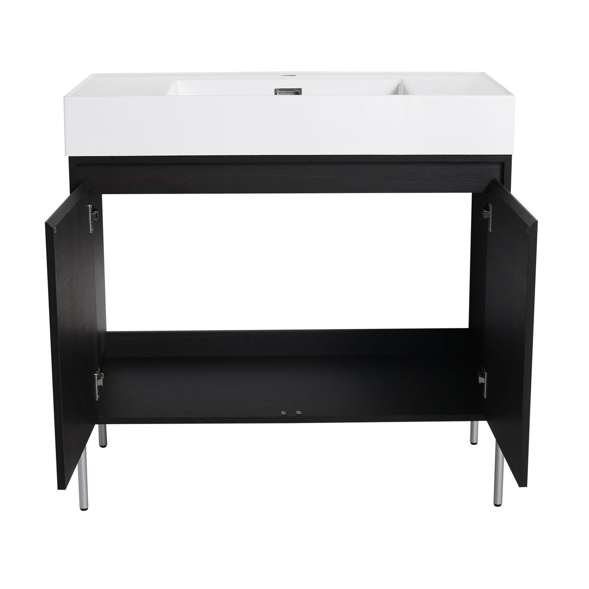 Freestanding Bathroom Vanity With Resin Sink And Storage Cabinet