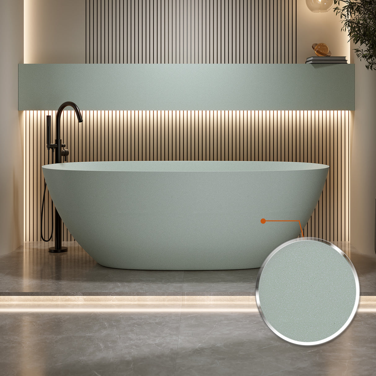 69'' Freestanding Bathtub Resin Stone Soaking Bathtub