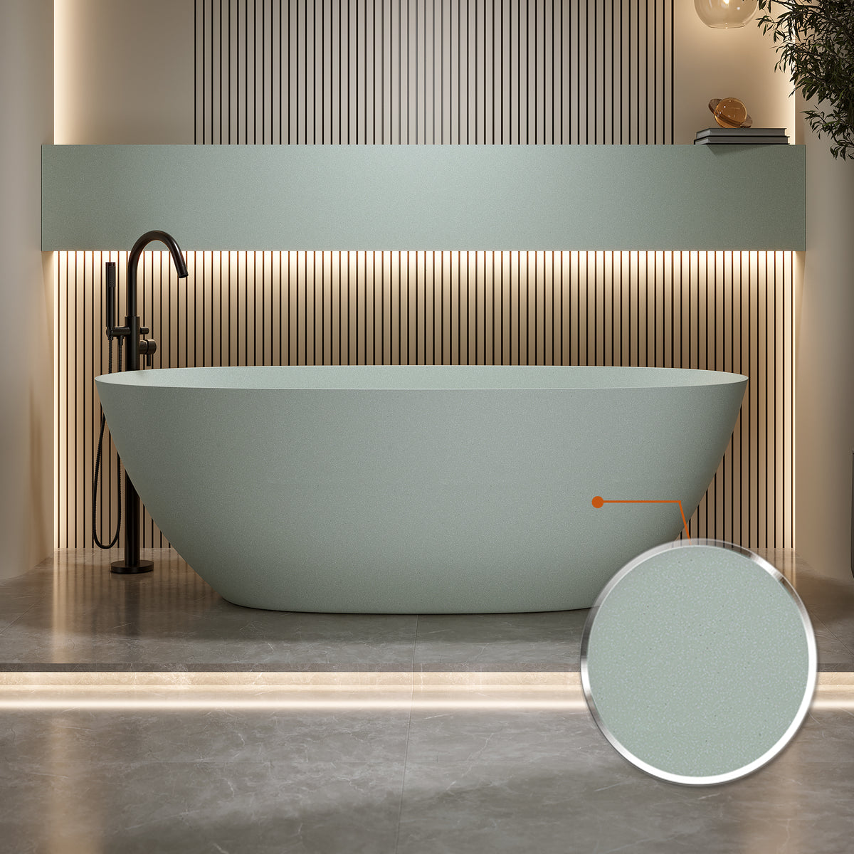 57'' Freestanding Bathtub Resin Stone Soaking Bathtub