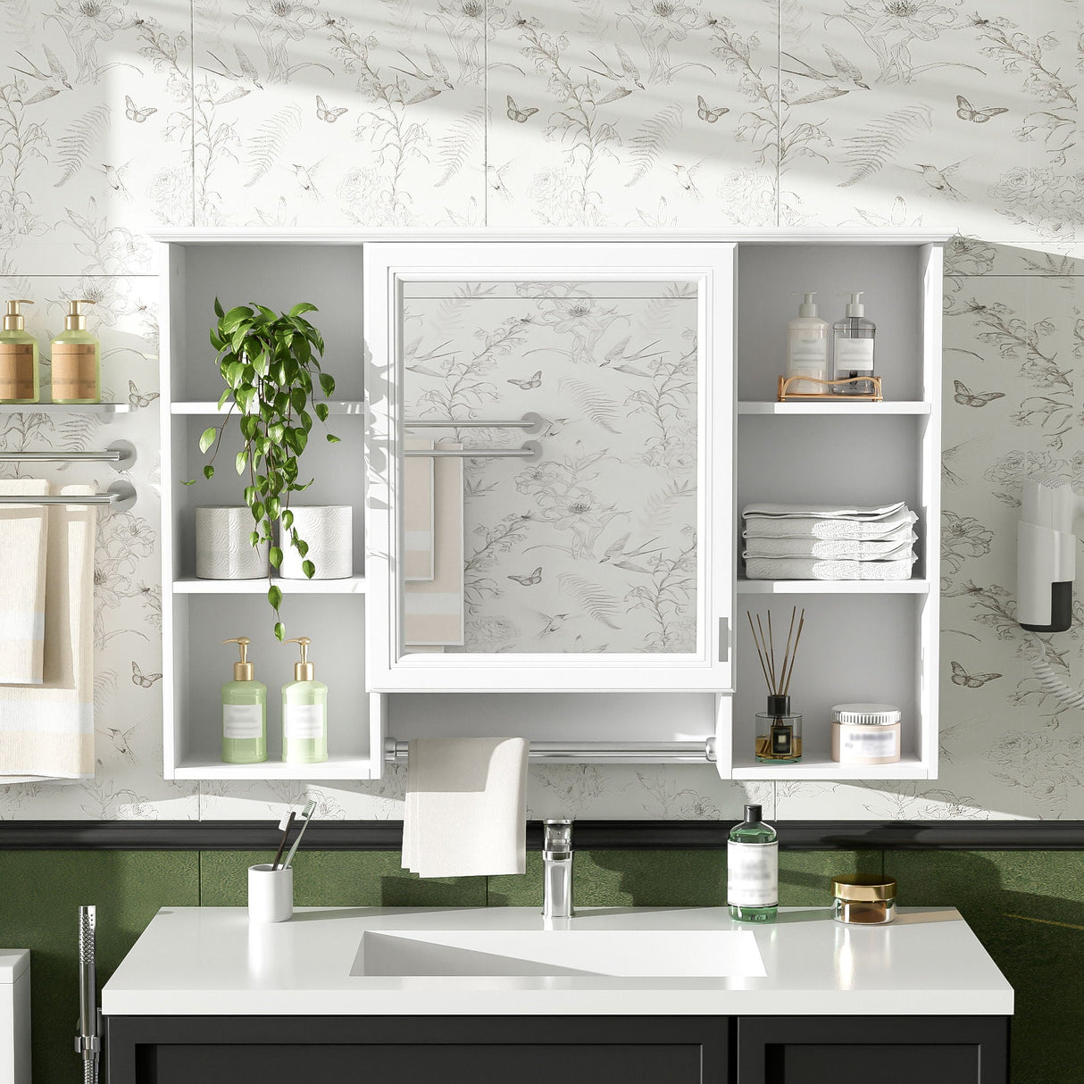 3 In 1 Modern Bathroom Mirror Cabinet With Adjustable Shelf