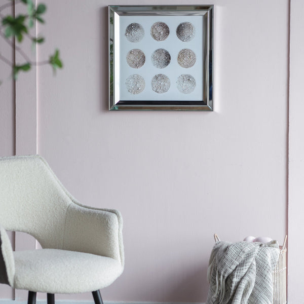 Ares Crystal Mirror Framed Wall Art on Mellow Golden Tint Background