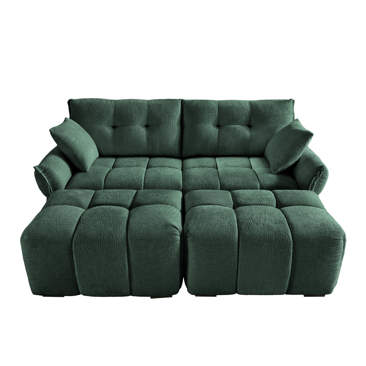 2 Seater Sofa Set With 2 Ottomans And Throw Pillows