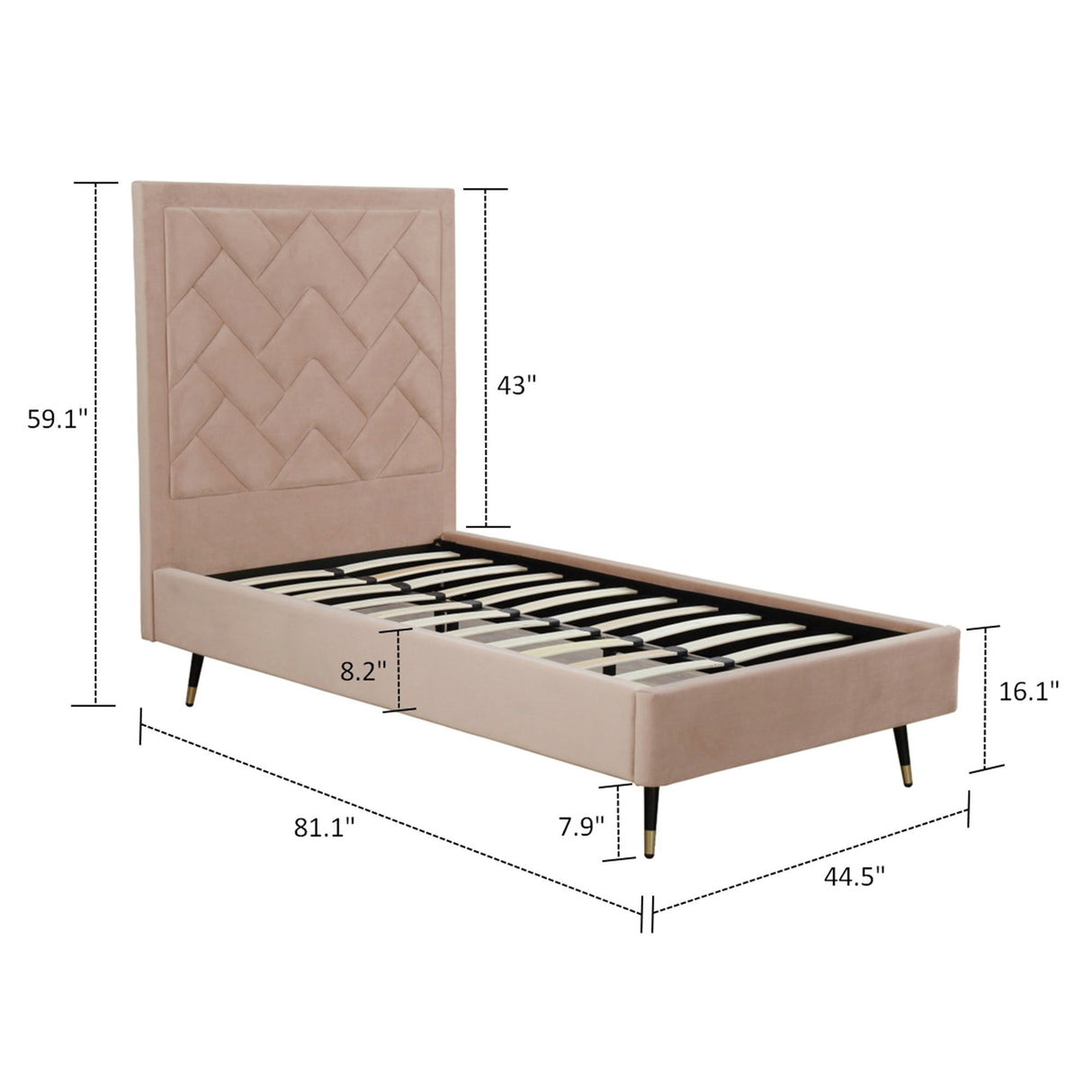 Crosby - Bed With Upholstered Headboard And Slats