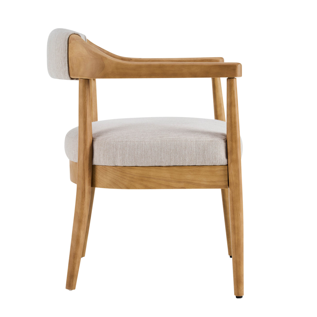 Wood Frame Upholstered Dining Chairs with Armrests (Set of 2) - Beige + Natural