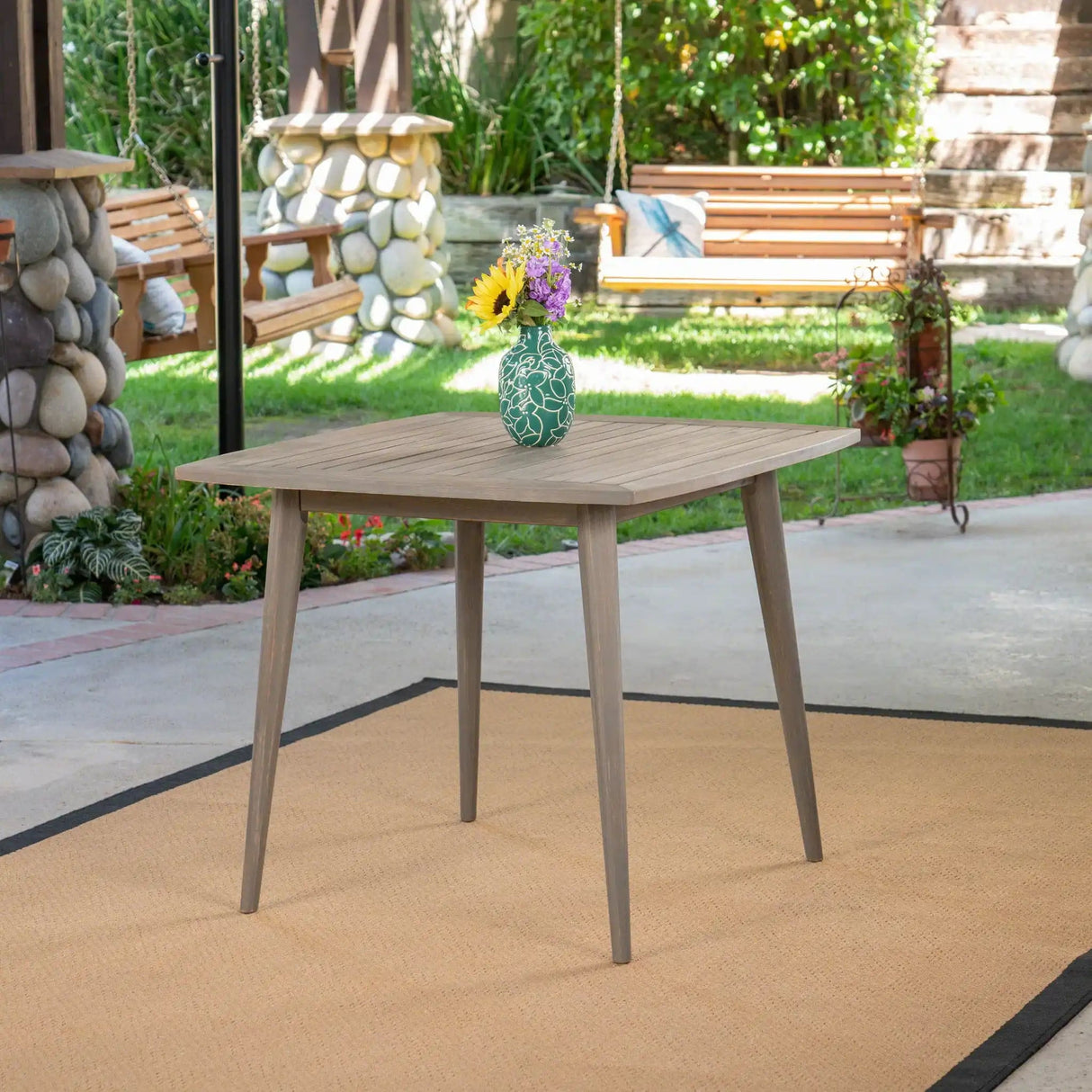 Modern Indoor Square Acacia Wood Dining Table With Toothpick Leg Design - Best Buy Furniture