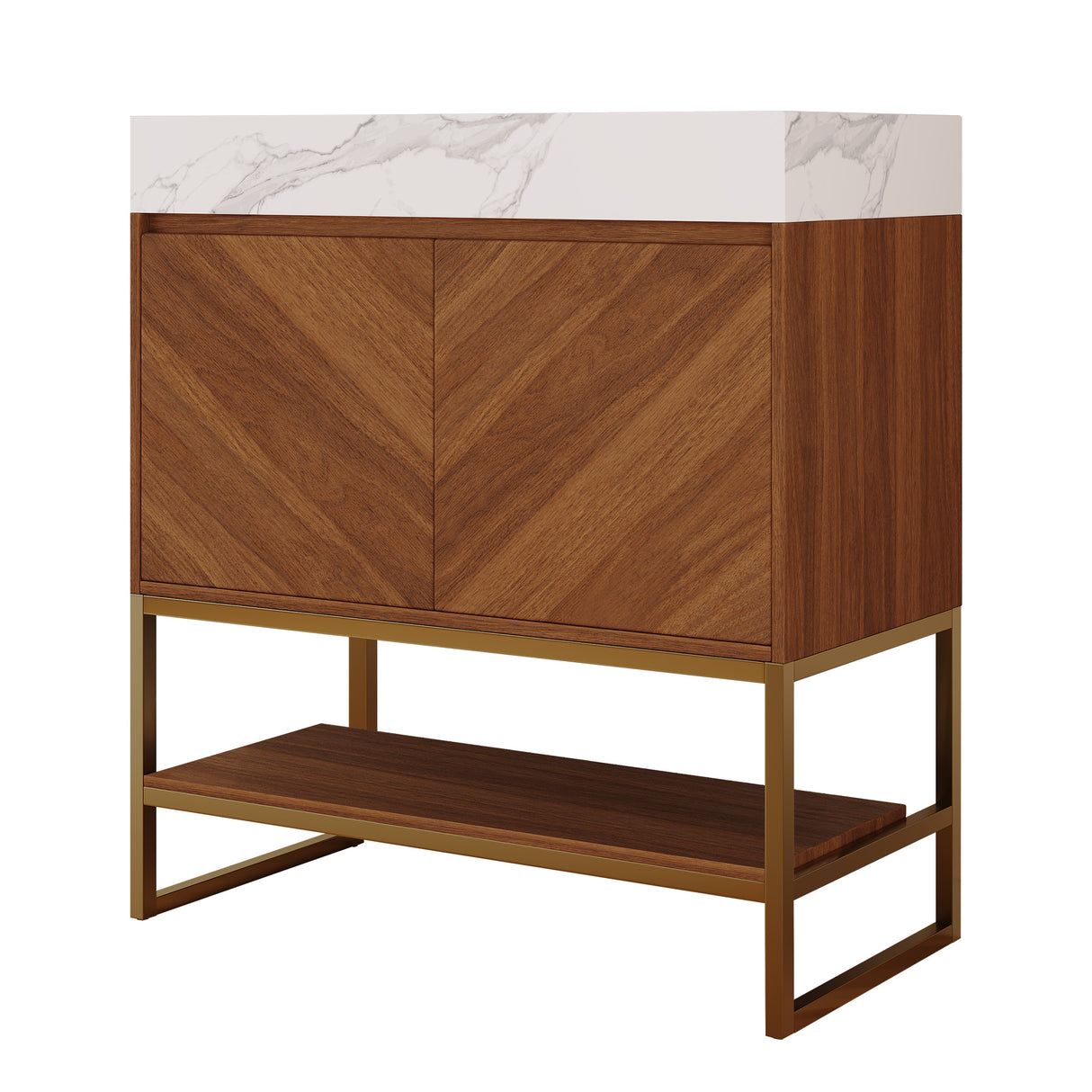 29.9" Modern Free-standing Bathroom Vanity with Ceramic Sink