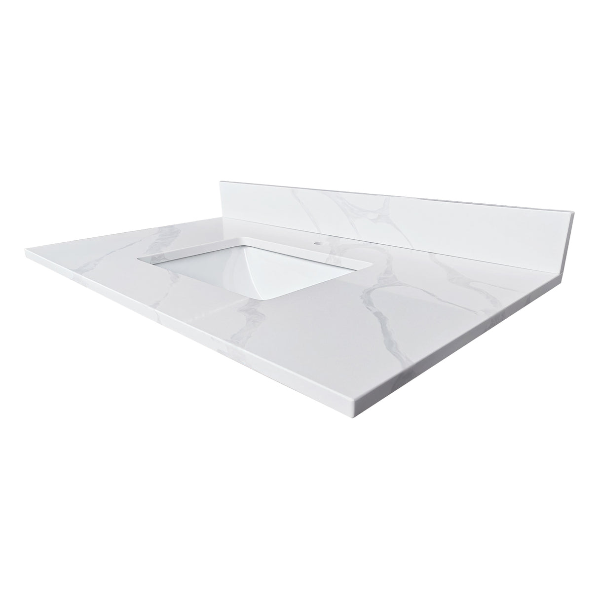 37-inch Quartz Bathroom Vanity Top with Undermount Single Bowl
