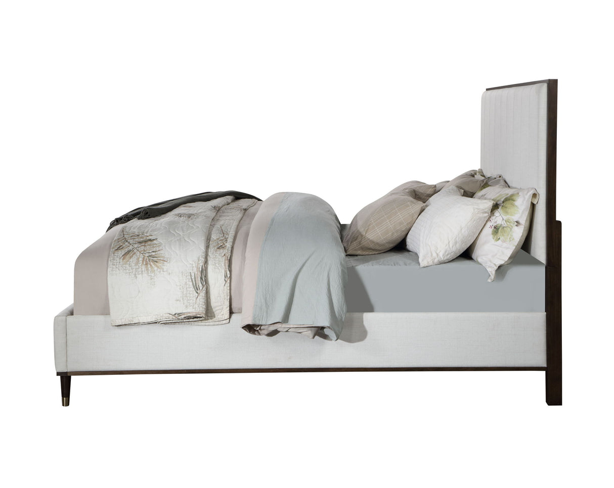 Carena - 5 Piece Bedroom Set (Eastern King Dresser Chest Mirror Nightstand) - Brown / Light Gray / White