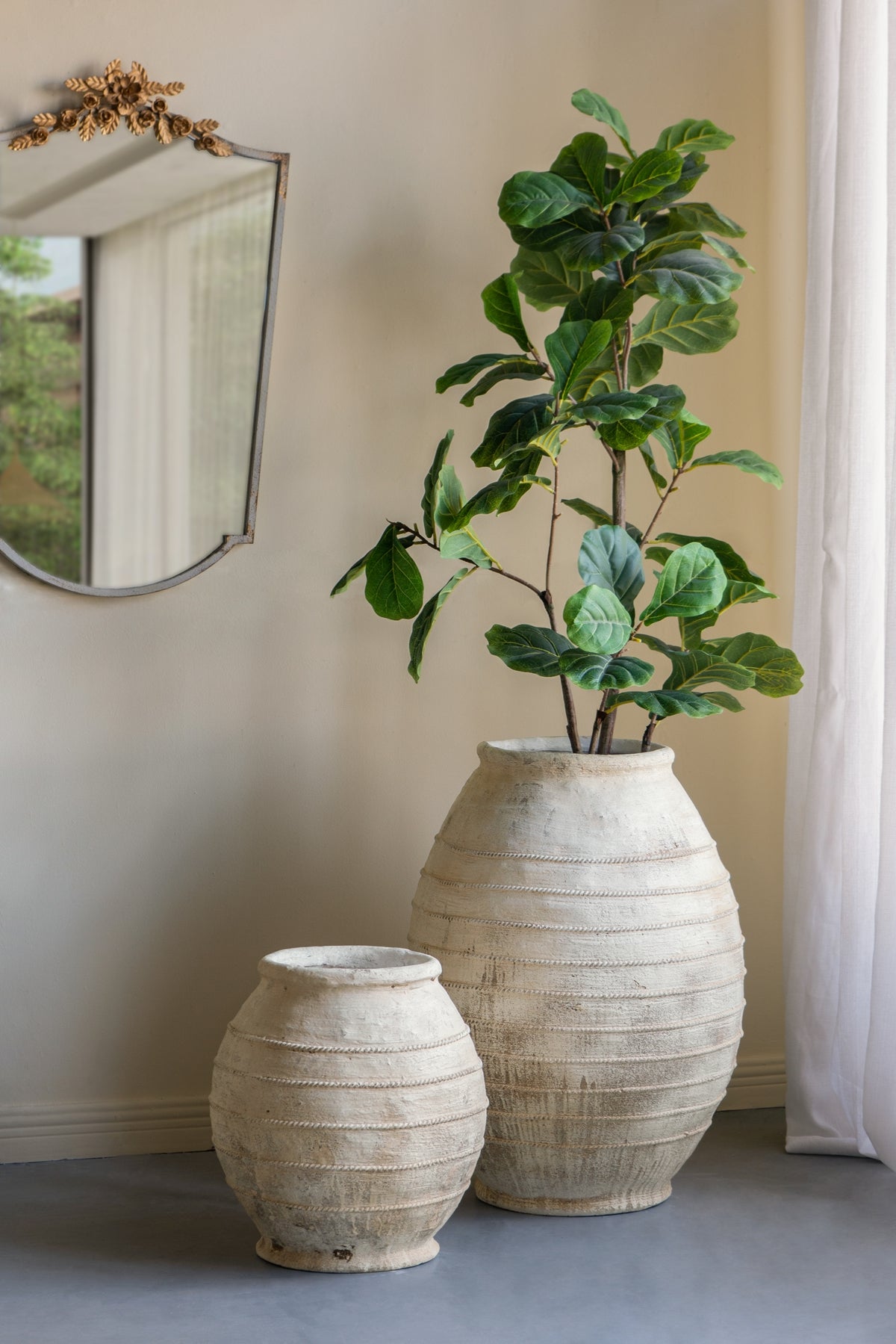 22.4x22.4x30.5" Large Magnesium Flower Pot with Weathered Finish
