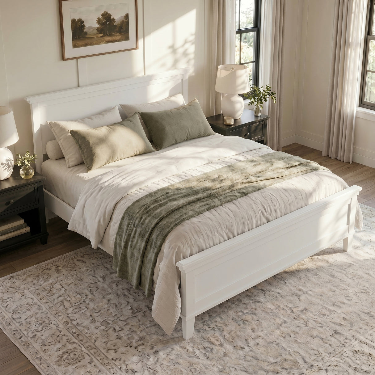 Mid-Century Modern Wood Platform Bed
