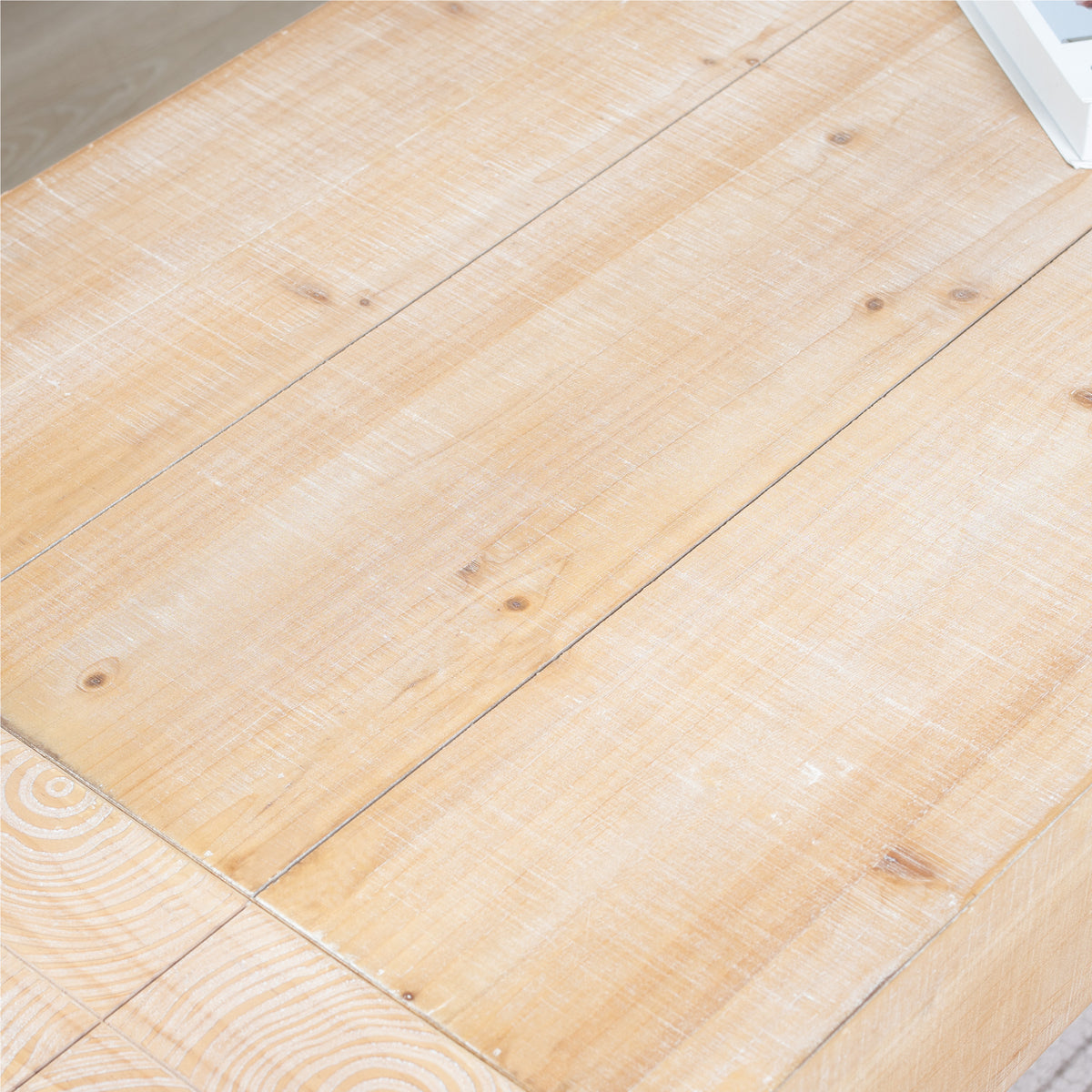 49" Rustic Wood Coffee Table with Whitewashed Finish - Engineered Wood