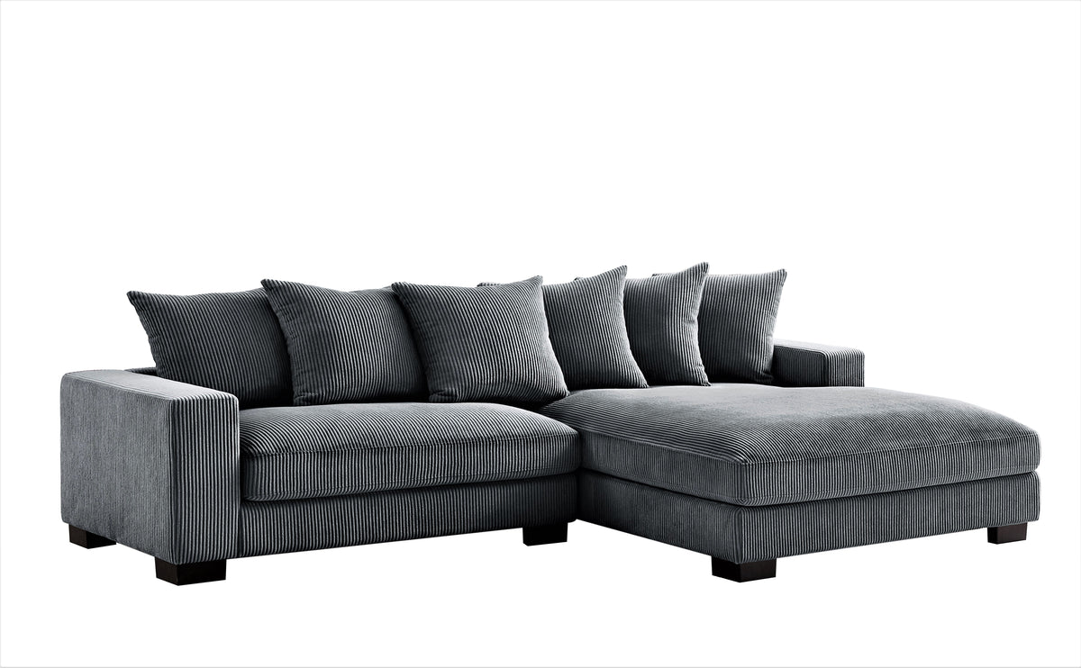 Luxe Oversized Two-Piece Right Facing Sectional Couches for Living Room, 102.4-Inch L Shaped Sofa with Chaise, Upholstered with Corduroy Fabric, Dark