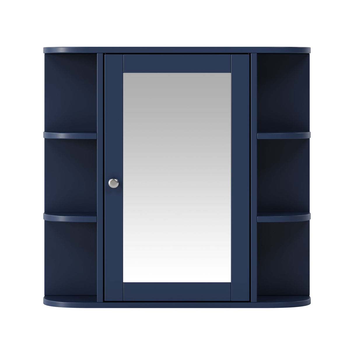 Bathroom Wall Storage Cabinet With Mirror And Adjustable Shelf, 6 Open Shelves