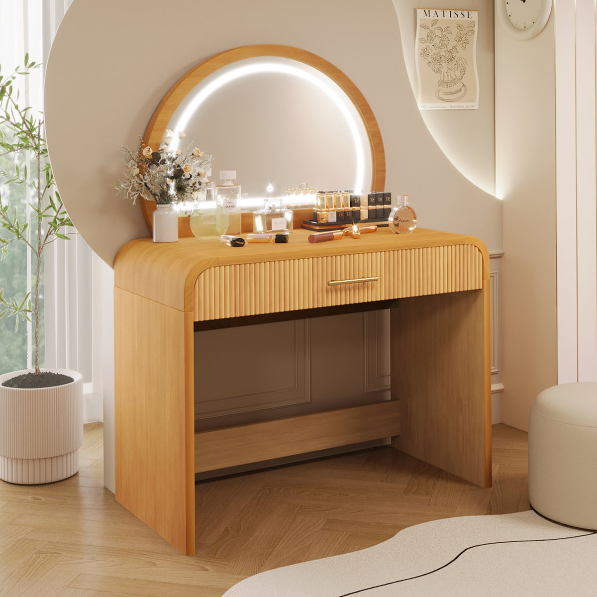39" Makeup Vanity Table with Mirror Touch Screen Lighted Mirror