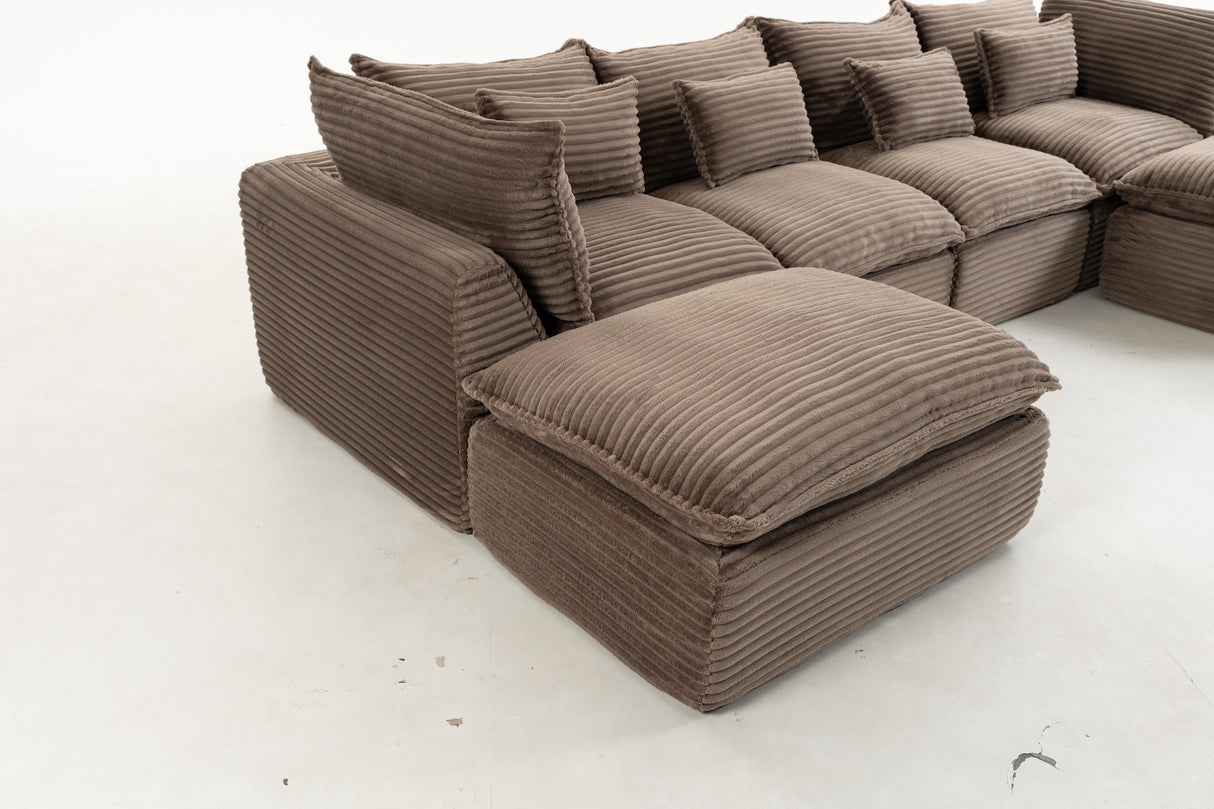 129.8" Width Cloud Couch Oversized Modular Sectional Sofa