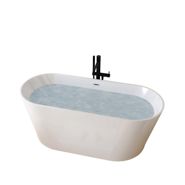 Glossy Freestanding Bathtub With Toe Tap Drain