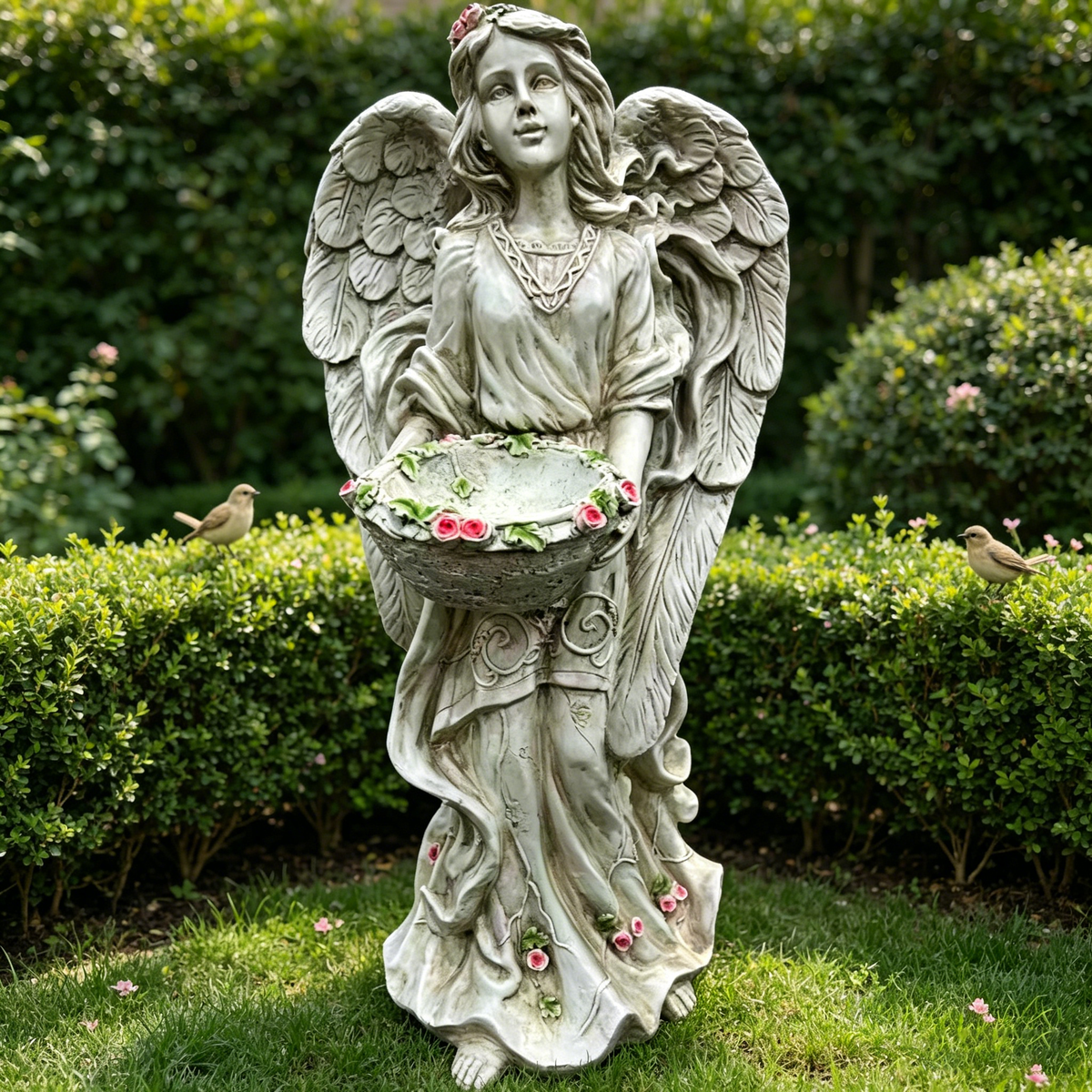 24.80" High Angel Figurine with Flower Basket