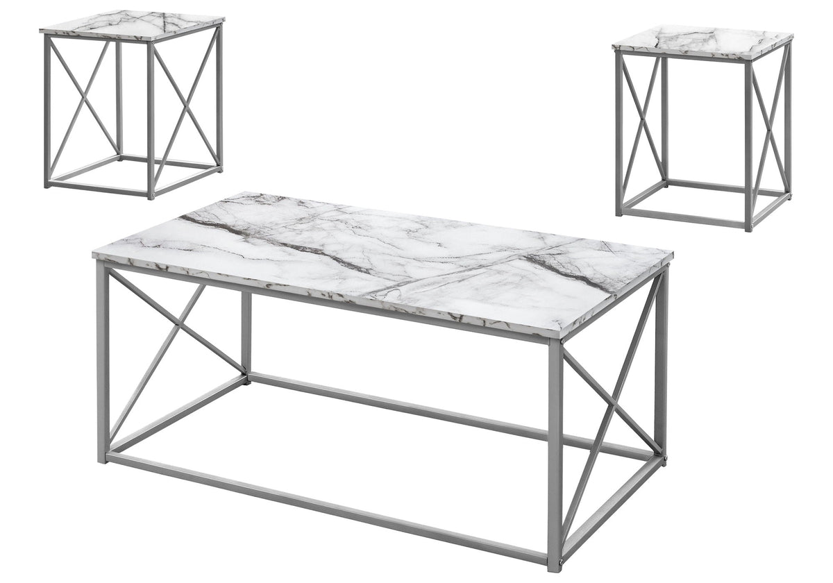 Table Set, Coffee, End, Side, Accent, Living Room, Marble Look Laminate, Contemporary & Modern (Set of 3) - Best Buy Furniture