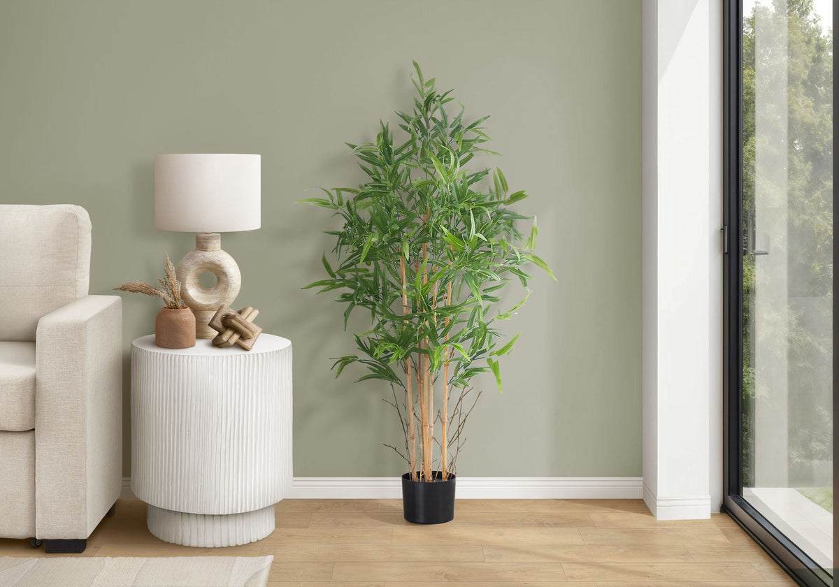 50" Tall, Artificial Plant, Bamboo Tree, Indoor, Faux, Fake, Floor, Greenery, Potted, Decorative - Green / Black - Best Buy Furniture