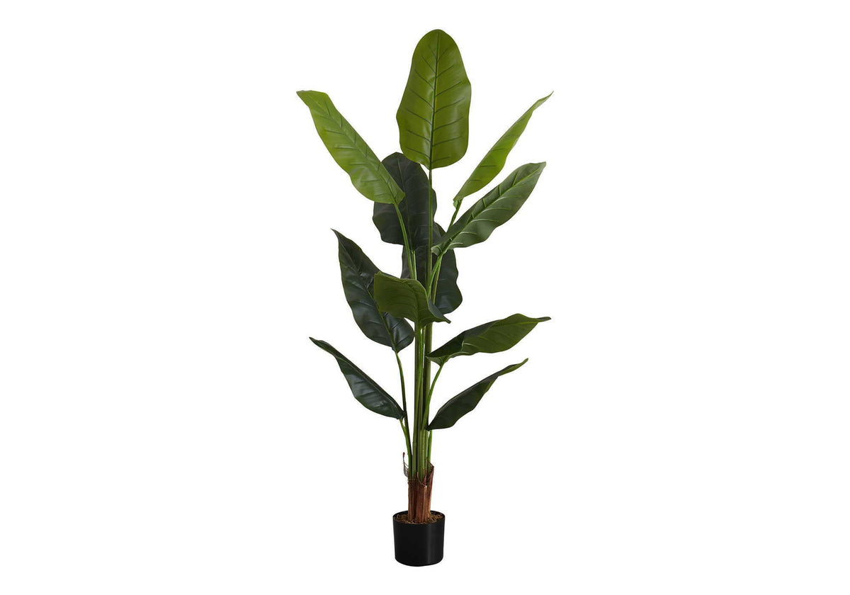 59" Tall, Artificial Plant, Strelitzia Tree, Indoor, Faux, Fake, Floor, Greenery, Potted, Real Touch, Decorative - Green / Black - Best Buy Furniture