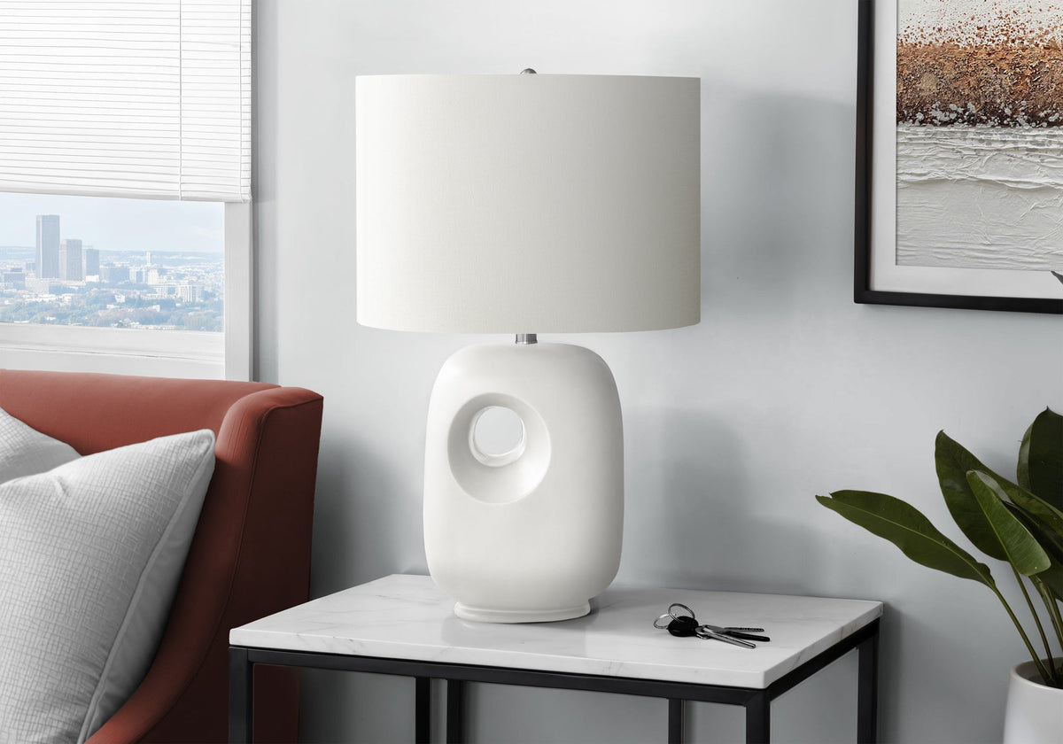 8th Street Living Contemporary 26"H White Ceramic Table Lamp with Ivory Shade - view 2