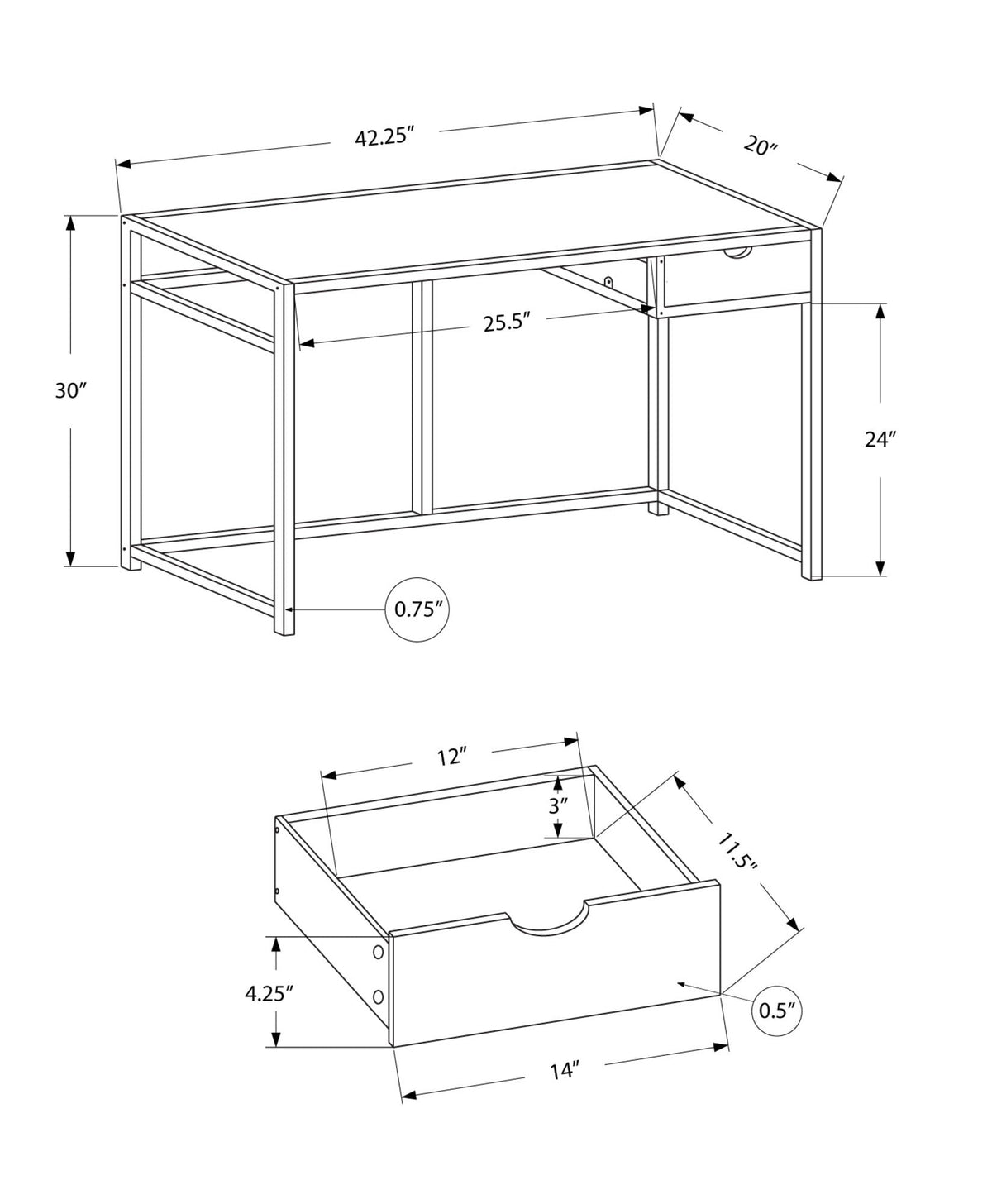 Computer Desk For Home Office, Laptop, 1 Storage Drawer, Contemporary & Modern - Best Buy Furniture