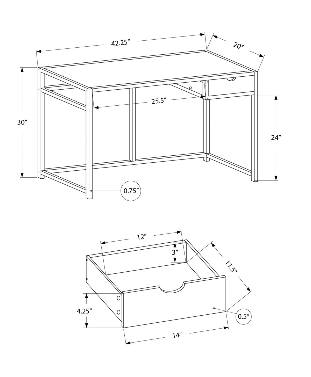 Computer Desk For Home Office, Laptop, 1 Storage Drawer, Contemporary & Modern - Best Buy Furniture