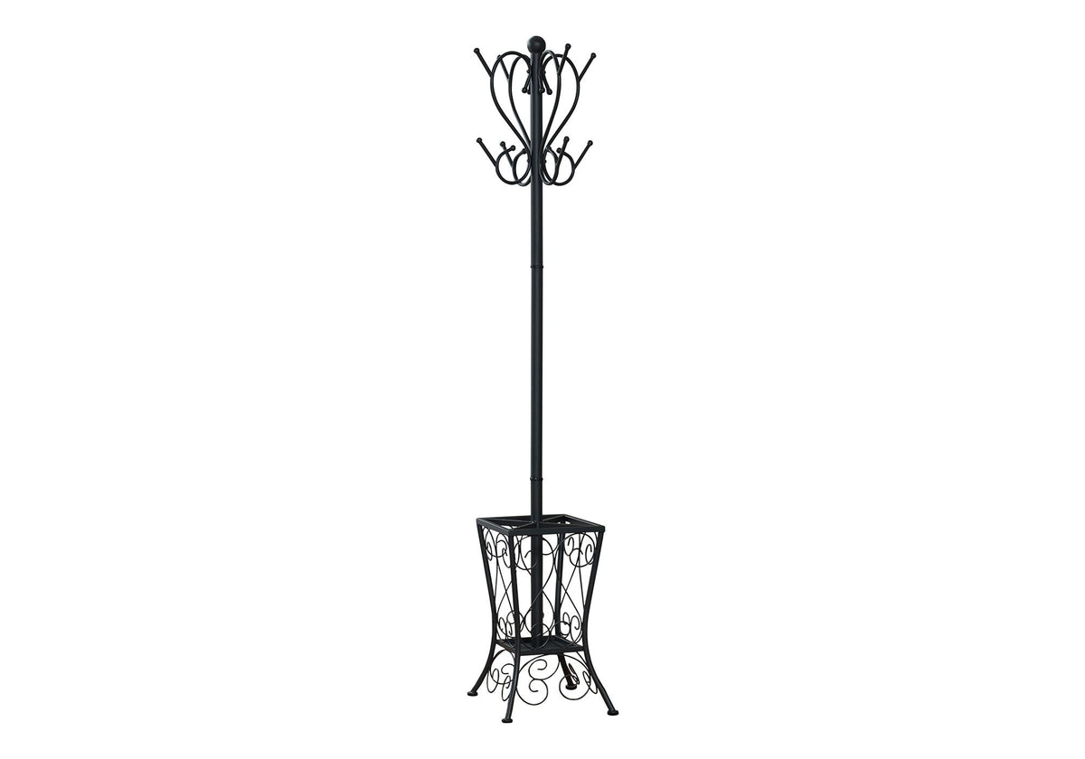 Coat Rack, Hall Tree, Free Standing, 8 Hooks, Entryway, Umbrella Holder, Transitional - Black - Best Buy Furniture
