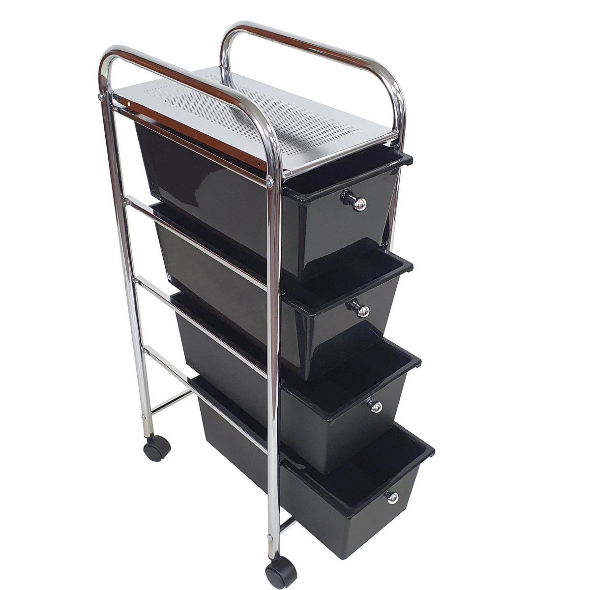 Rolling Storage Cart and Organizer with Plastic Drawers