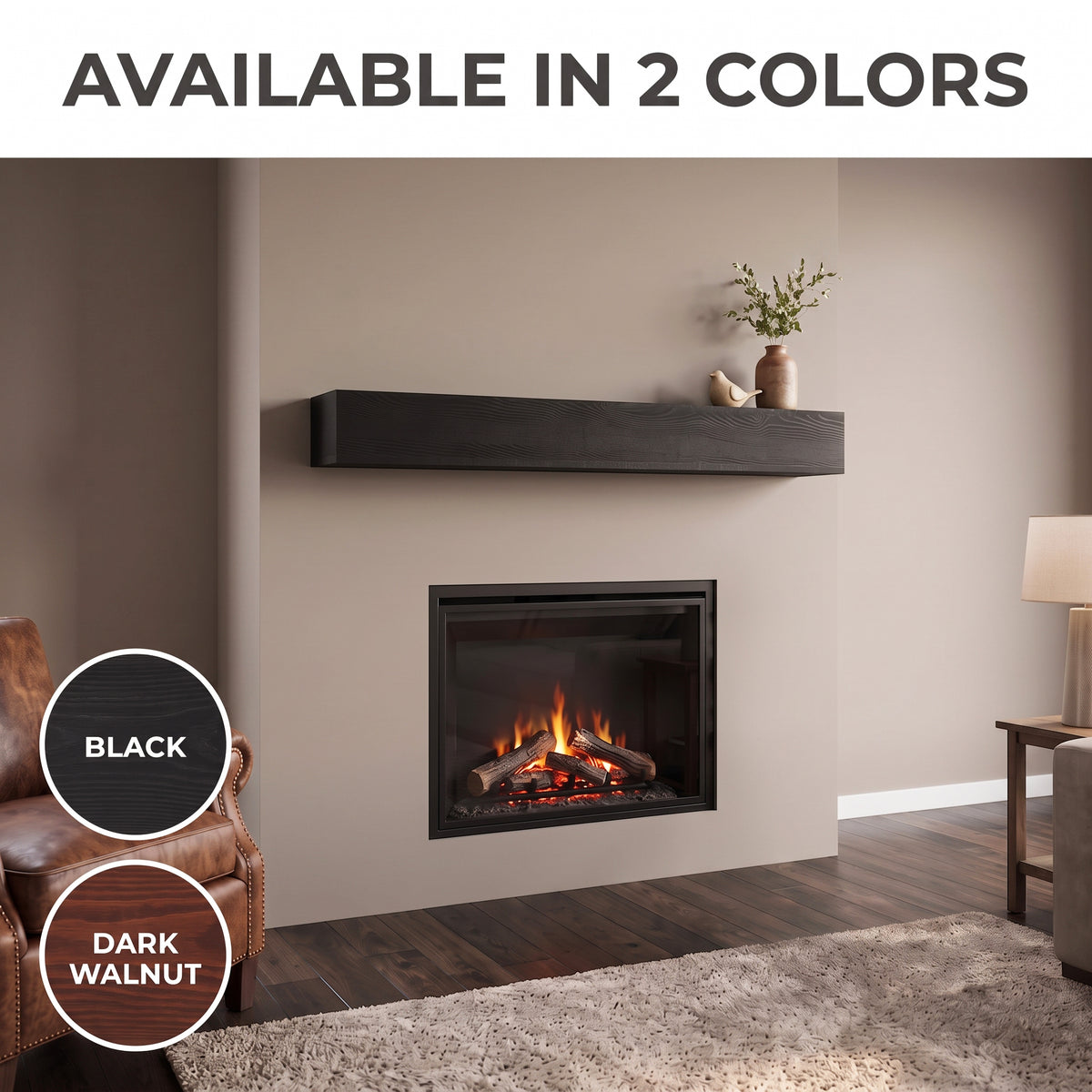 60" Fireplace Mantel Pine Wood Wall-Mounted & Floating Shelf