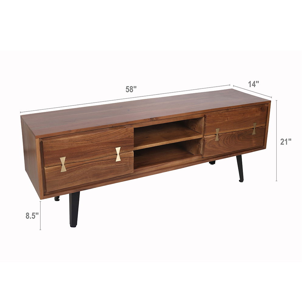 Asther Acacia Wood TV Cabinet - Natural Brown