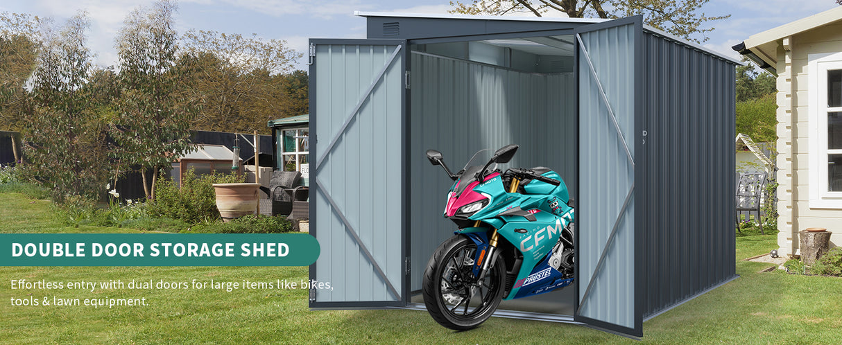 6x8FT Galvanized Steel Outdoor Storage Shed