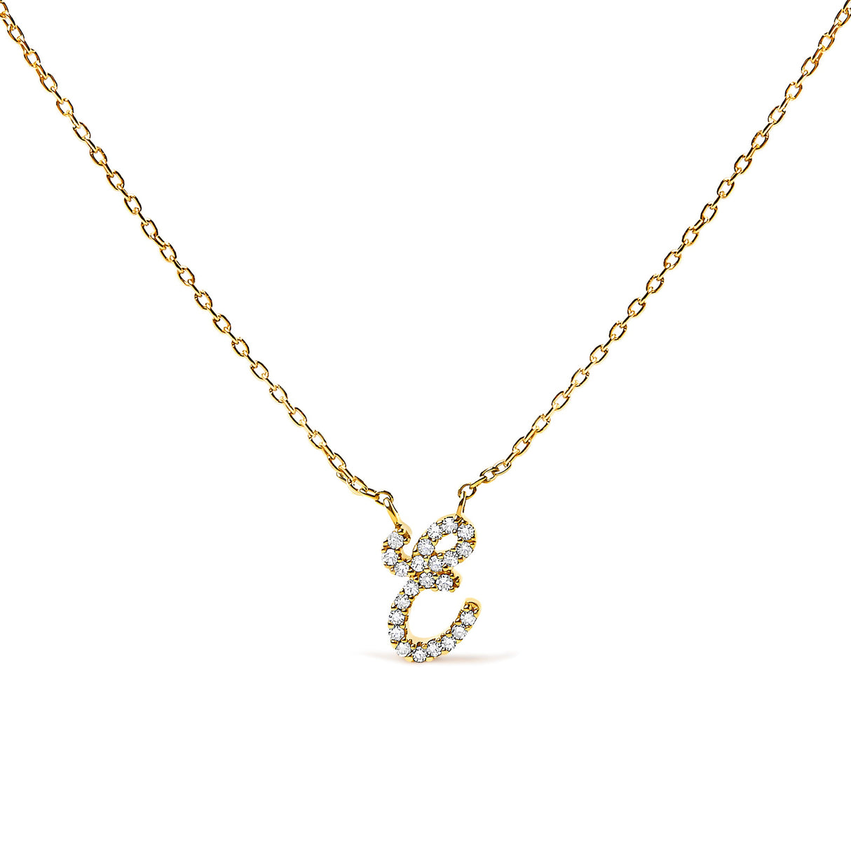 10K White Gold Diamond Accent "A" Initial Script Style Pendant Necklace