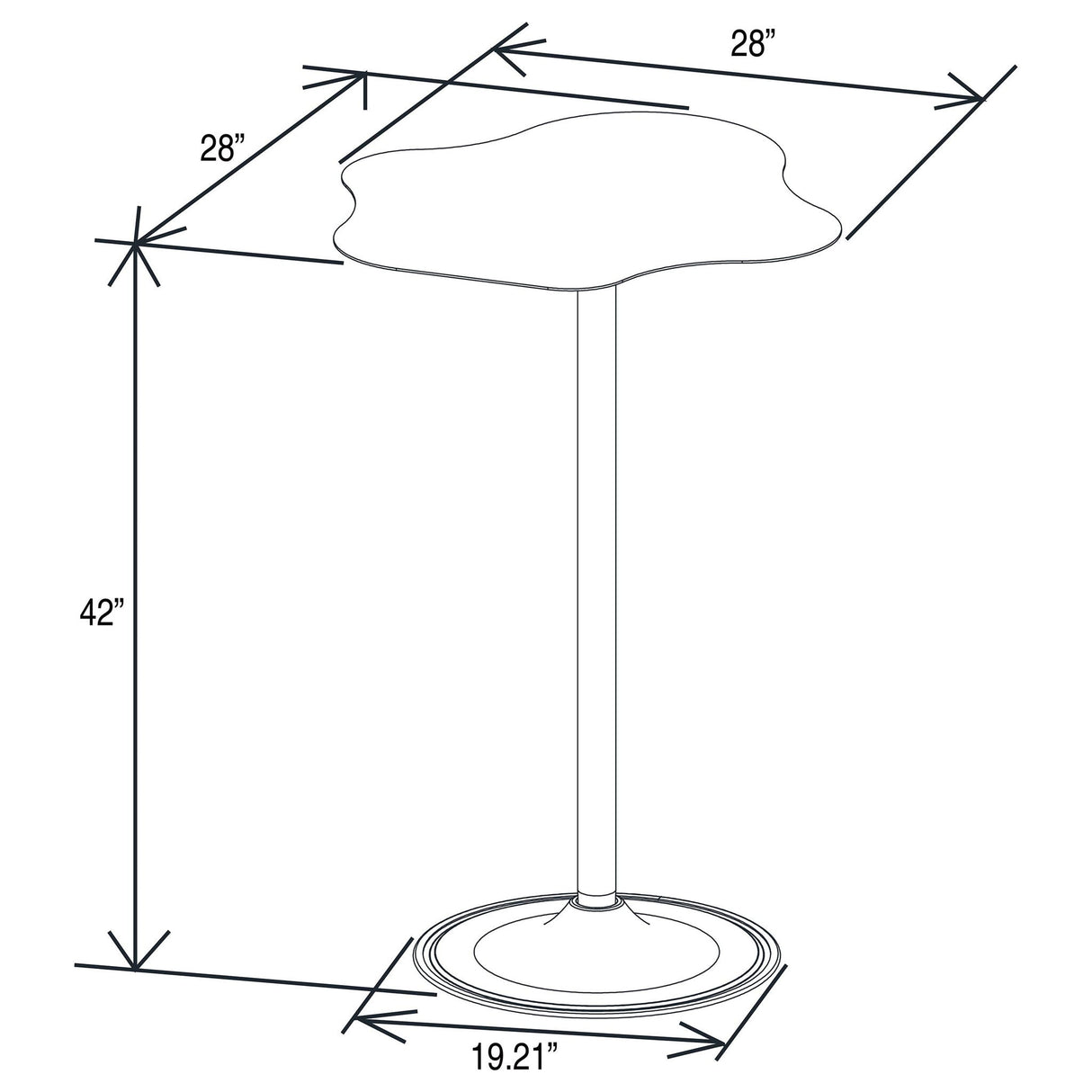Fresno - Curved Cloud Shaped Bistro Bar Table Bar Table - Black