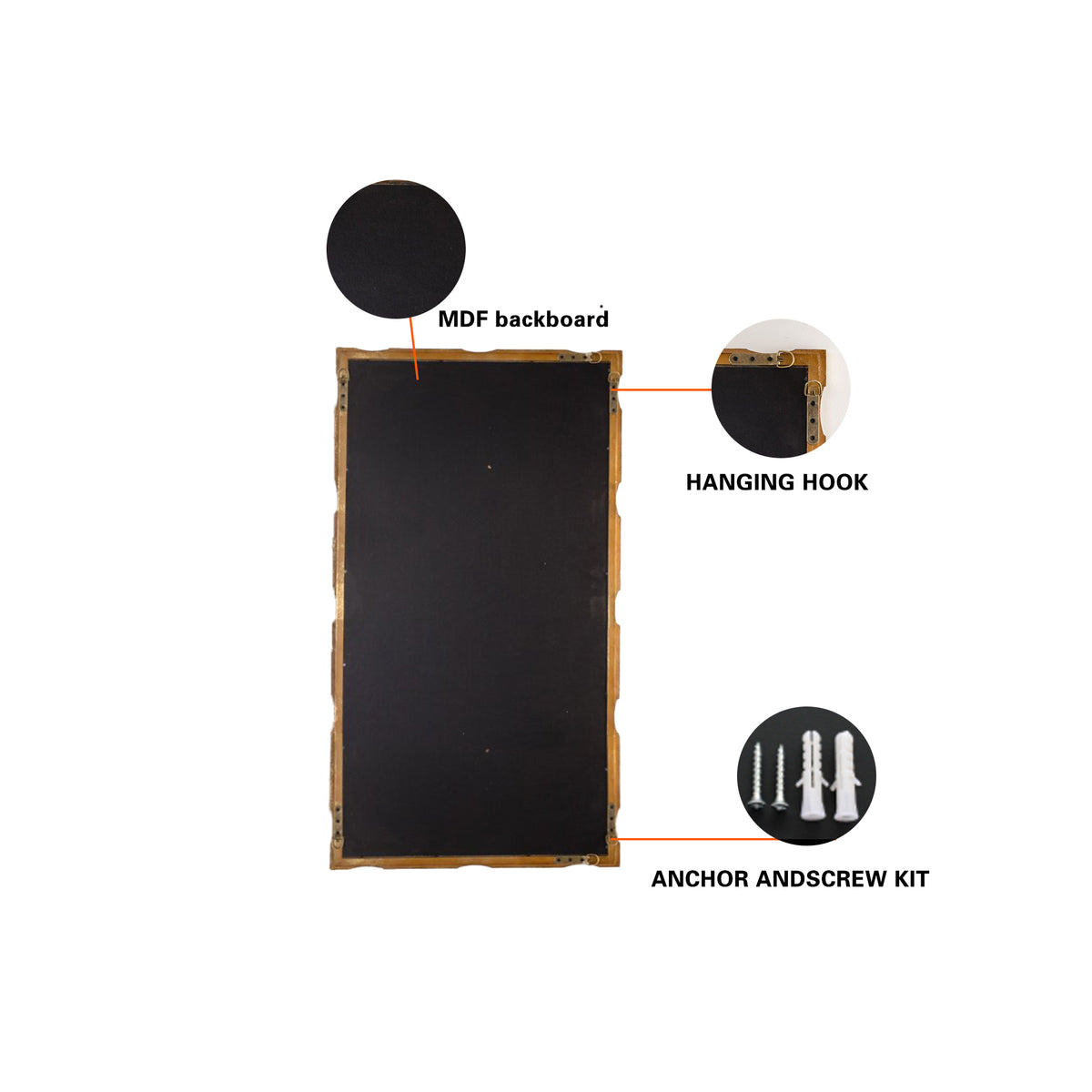 Gold Bamboo-Style Rectangular Wall Mirror