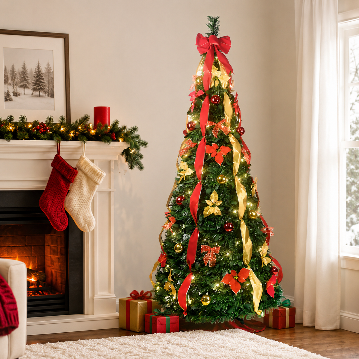 7.5Ft Prelit Pop Up Christmas Tree Decoration