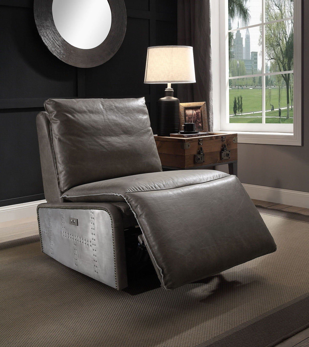Metier - Power Motion Recliner - Gray / Aluminum - Best Buy Furniture
